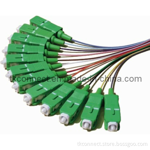 Sc/APC 12 Cores Fiber Optic Pigtail with Colorful Cable